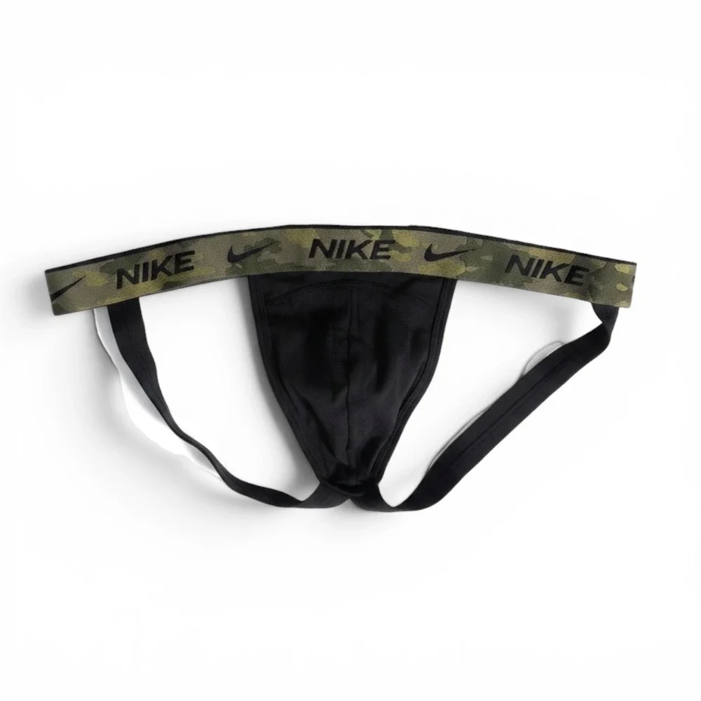 Nike Dri-FIT Men XL Jockstrap Black Camo Waistband Athletic Supporter Underwear